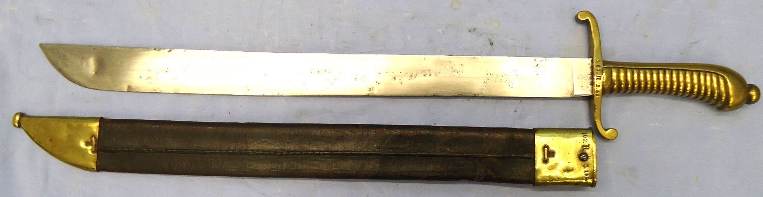 1855 Pattern Imperial Saxony Infantry Pioneer’s Short Sword Faschinenmesser Sidearm by Weyersberg Kirschbaum & Cie AG (WKC), & scabbard, Regiment Marked 102.R (102nd (3rd Royal Saxon) Infantry. Sn 23478:98 Sword - {CATEGORY}