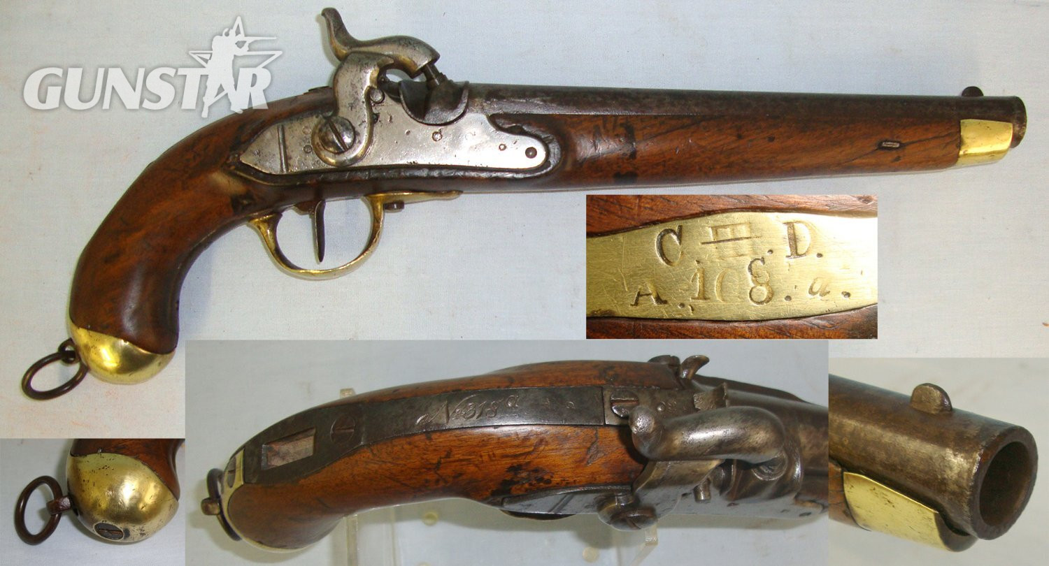 RARE**MATCHING NUMBERS**LARGE**Imperial Prussian Model 1855 .650 Carbine Calibre Mounted Infantry / Dragoon Cavalry Troops Percussion Pistol With Rifled Barrel Convertible To Carbine Regiment Marked ‘C.III.D.’ Above ‘A.108a’ With Safety Catch. A 1108 .65 Cal Muzzleloader Muzzleloader in 