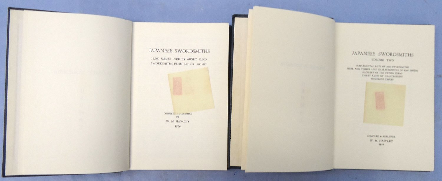Two Volume Hardcover Set of W.M. Hawley's Japanese Swordsmiths. Both are First Editions, Copyrights 1966 & 1967. - BO 487 Two Volume Hardcover Set of W.M. Hawley's Japanese Swordsmiths. Both are First Editions, Copyrights 1966 & 1967. - BO 487 Other Accessory - {CATEGORY}