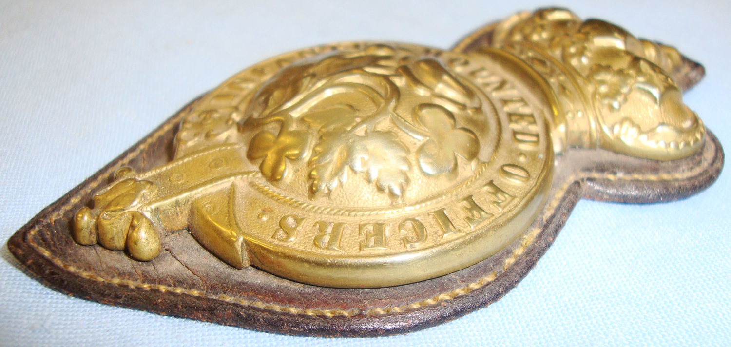 Victorian* Mounted Infantry Officer’s Brass Martingale Badge and Leather Tab. BA 429. Victorian* Mounted Infantry Officer’s Brass Martingale Badge and Leather Tab. BA 429. Antique & Militaria