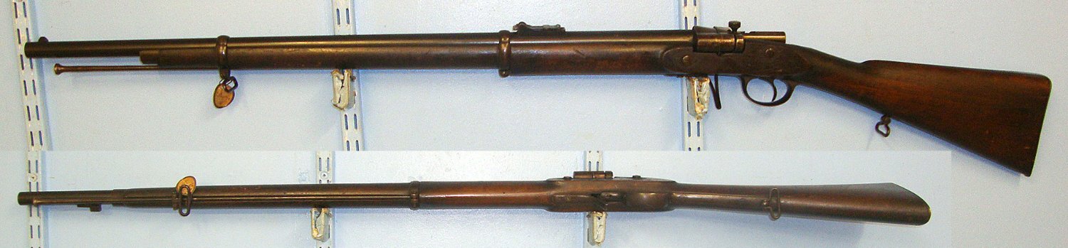  UNIQUE BREECH LOADING BOLT ACTION TRIALS RIFLE**MINT BORE**Victorian British George Henry Daw, London Enfield Pattern 1856 Muzzle Loading Rifle Converted to Breech Loading Bolt Action .577 Obsolete Calibre. Sn 18023  rifle Single Shot .577 Rifle