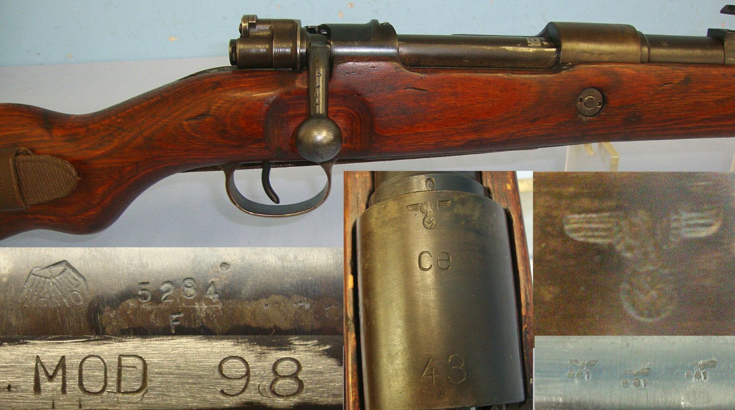WW2 1943 Nazi German Mauser 'CE' (J.P. Sauer u. Sohn, Waffenfabrik, Suhl, Thuringia) 7.92mm Calibre K98 Rifle & Sling**COCKS & DRY FIRES EARLY UK 1994 DEACTIVATION**Sn 23484:56 deactivated rifle Bolt Action None Rifle