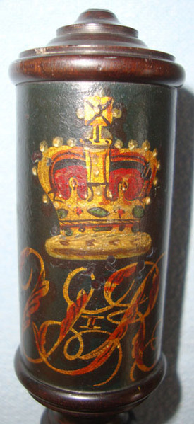  Tipstaff With Hand painted Crown & Royal Cypher Rosewood Tipstaff With Hand painted Crown & Royal Cypher.  Other Accessory