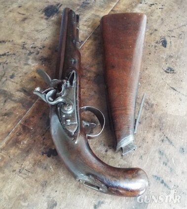 Collis Flintlock officers pistol with detachable shoulder stock .60 Cal Muzzleloader Muzzleloader in 