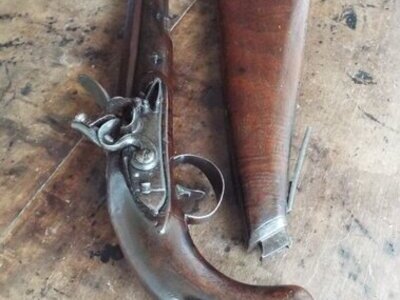 Collis Flintlock officers pistol with detachable shoulder stock .6 Muzzleloader