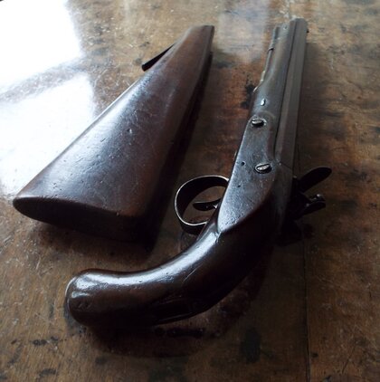 Collis Flintlock officers pistol with detachable shoulder stock .60 Cal Muzzleloader Muzzleloader