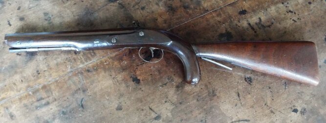 Collis Flintlock officers pistol with detachable shoulder stock .60 Cal Muzzleloader Muzzleloader - {CATEGORY}