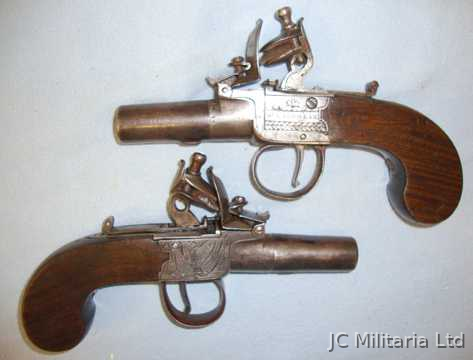 William McLaughlan (Edinburgh) Quality 1806-1849 Flintlock Pocket Pistols With .47\" Calibre Screw Off Barrels .47 Cal Muzzleloader Muzzleloader in 