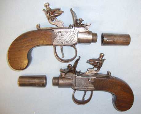  William McLaughlan (Edinburgh) Quality 1806-1849 Flintlock Pocket Pistols With .47\" Calibre Screw Off Barrels .47 Cal Muzzleloader Muzzleloader