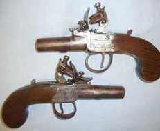 William McLaughlan Edinburgh Quality 1806-1849 Flintlock Pocket Pistols With .47\" Calibre Screw Off Barrels .47 Muzzleloader