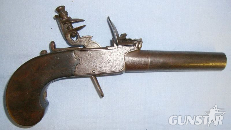 Hayward & Goodwin Steel Framed .38” Bore Flintlock Pocket Pistol With Screw Off Barrel By Hayward  .38 Muzzleloader in 