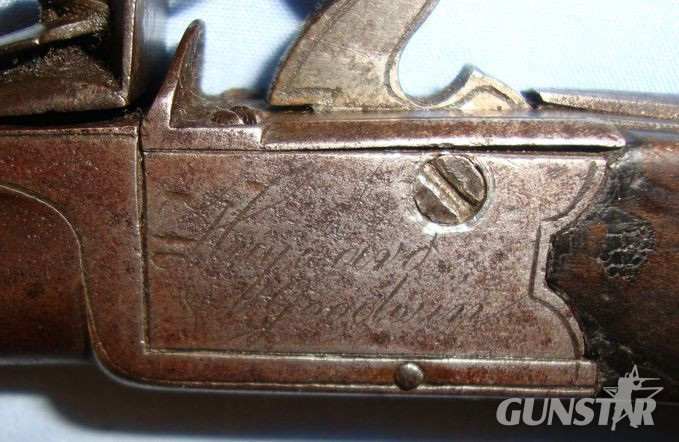  Hayward & Goodwin Steel Framed .38” Bore Flintlock Pocket Pistol With Screw Off Barrel By Hayward  .38 Muzzleloader