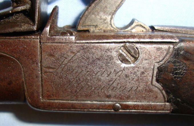  Hayward & Goodwin Steel Framed .38” Bore Flintlock Pocket Pistol With Screw Off Barrel By Hayward  .38 Muzzleloader