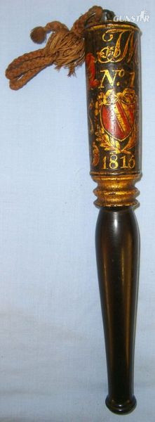 George III, Police/ Constabulary Ebony Tipstaff With Hand Painted Arms & Royal C 1815 (The Year The Battle Of Waterloo Was Fought), George III, Police/ Constabul Other Accessory in 