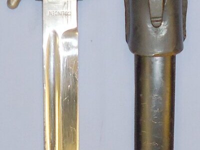 WWII German M98 Fireman’s Dress Bayonet Marked Solingen Scabbard and Leather Frog. 21498. Dagger