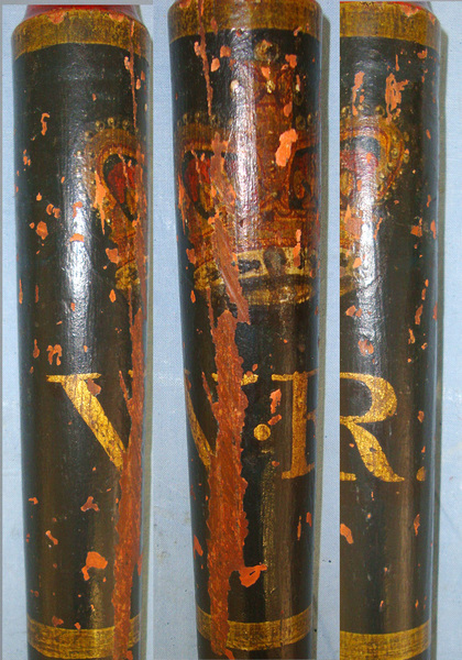 LARGE Victorian Tipstaff Truncheon With Hand Painted Decoration Including V.R. Royal Cypher.  Other Accessory