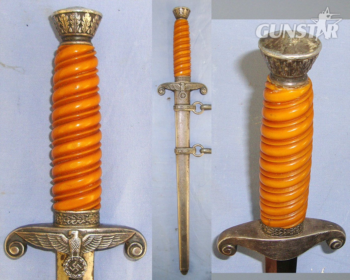 WW2 Era 1935 Pattern Nazi German Army / Heer Officer's Dagger By Eickhorn Solingen With Scabbard With Hangers. Sn 23484:100  Knive