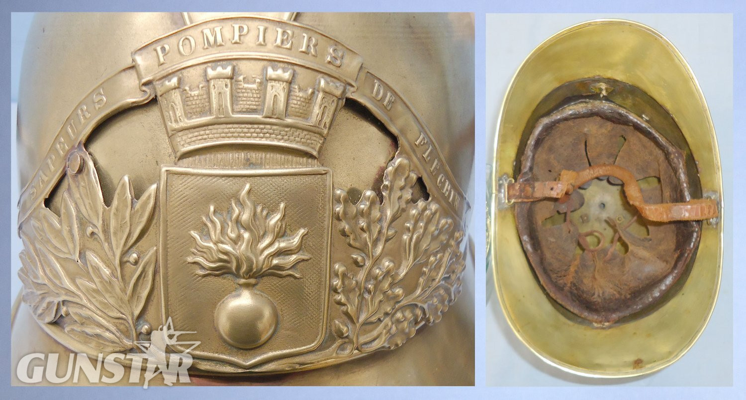  19th Century French Sapeurs Pompiers De Flechin Fireman\'s Helmet.22292. 19th Century French Sapeurs Pompiers De Flechin Fireman's Helmet.22292.  Antique & Militaria