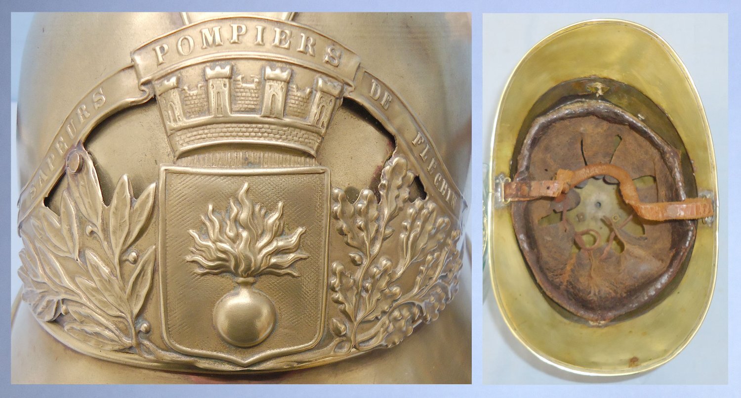  19th Century French Sapeurs Pompiers De Flechin Fireman\'s Helmet.22292. 19th Century French Sapeurs Pompiers De Flechin Fireman's Helmet.22292.  Antique & Militaria