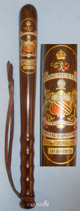 WWI era 1916-1919 Manchester Hand painted Presentation Truncheon to Special Constable John Howarth by Lindop Manchester. Sn 20677 WWI era 1916-1919 Manchester Hand painted Presentation Truncheon to Special Constable John by Lindop Manchester. . 20677. Antique & Militaria in 