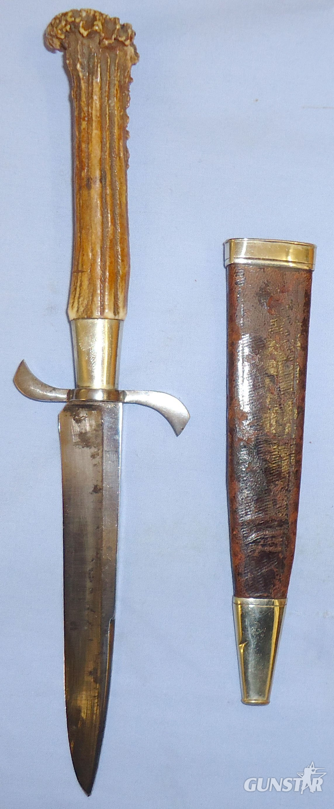  Private Purchase* German WWI Trench Knife with Stag Horn Grips. ED 2685. Dagger