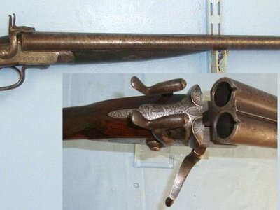 1841-1869 English Henry Or William Cartwright Of Norwich Norfolk, Rotary Underlever Double Damascus Barrelled Breech Loading 12 Bore Pinfire Obsolete Calibre Sporting Shotgun. Sn 22621 Side By Side 12 Bore/gauge