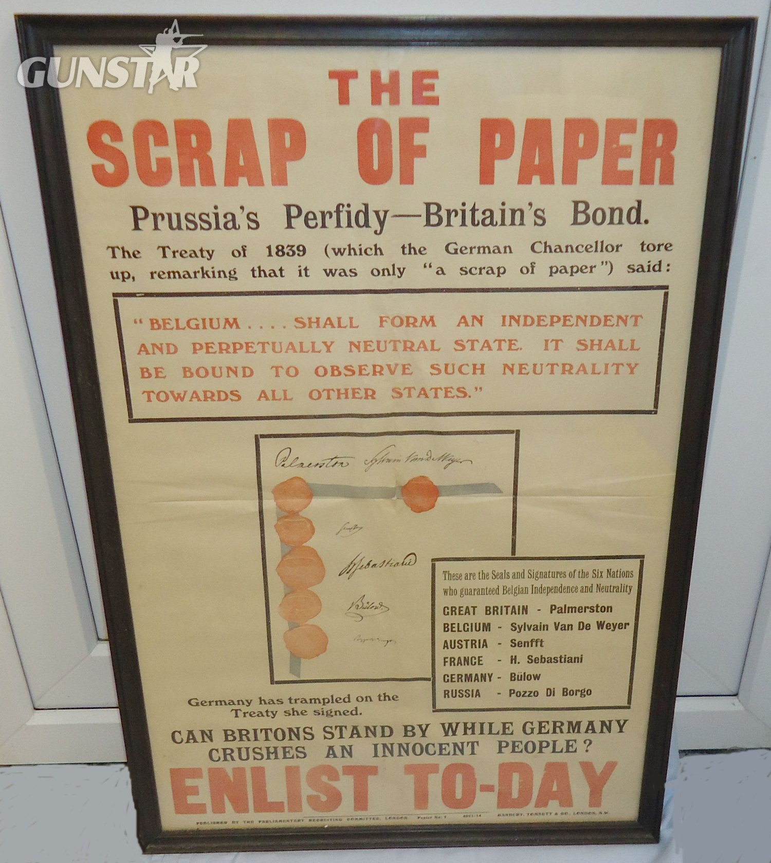WW1 British Government Framed Recruiting Poster \'The Scrap Of Paper\'. Sn 10772. WW1 British Government Framed Recruiting Poster \'The Scrap Of Paper\'. Sn 10772. Antique & Militaria in 