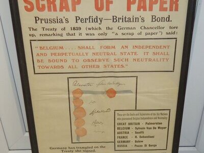 WW1 British Government Framed Recruiting Poster \'The Scrap Of Paper\'. Sn 10772. WW1 British Government Framed Recruiting Poster \'The Scrap Of Paper\'. Sn 10772. Antique & Militaria