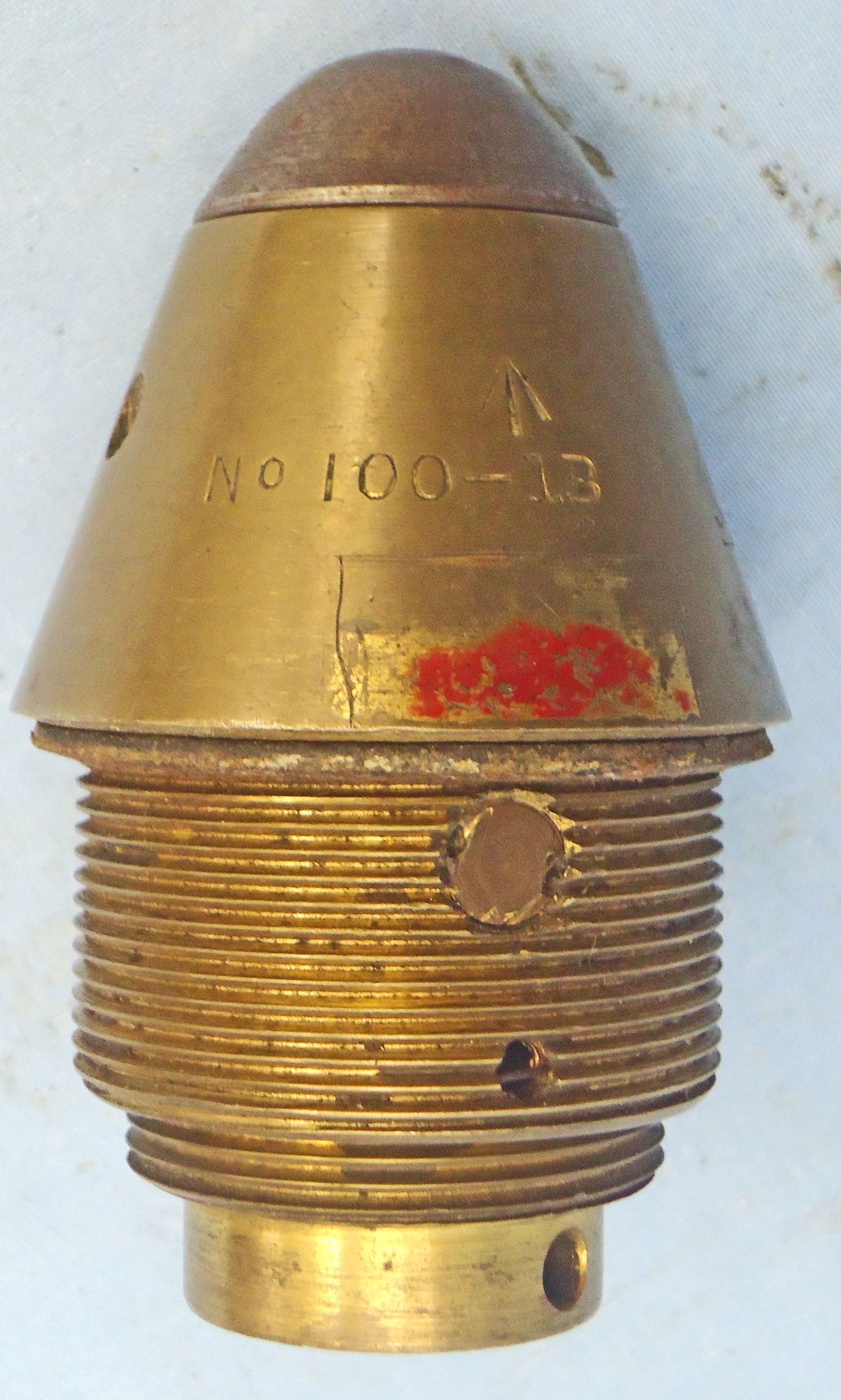 INERT DEACTIVATED. **MINT** Rare, Strippable, British WW1 British No 100 Percussion Nose Fuze For High Explosive & Smoke Rounds. - O 2184 INERT DEACTIVATED. **MINT** Rare, Strippable, British WW1 British No 100 Percussion Nose Fuze For High Explosive & Smoke Rounds. - O 2184  Other Ammunition - {CATEGORY} in 