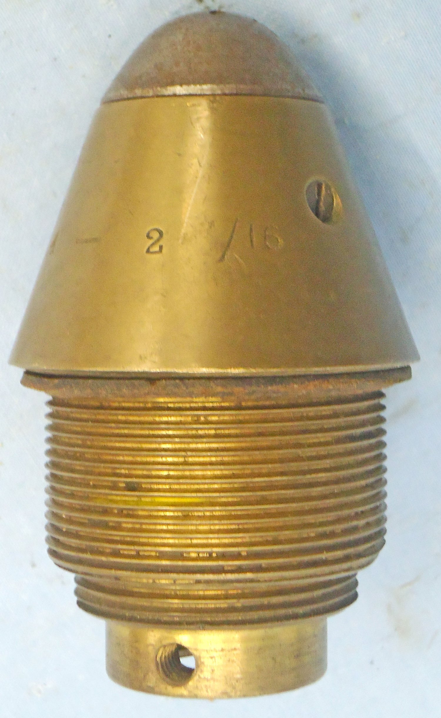 INERT DEACTIVATED. **MINT** Rare, Strippable, British WW1 British No 100 Percussion Nose Fuze For High Explosive & Smoke Rounds. - O 2184 INERT DEACTIVATED. **MINT** Rare, Strippable, British WW1 British No 100 Percussion Nose Fuze For High Explosive & Smoke Rounds. - O 2184  Other Ammunition 
