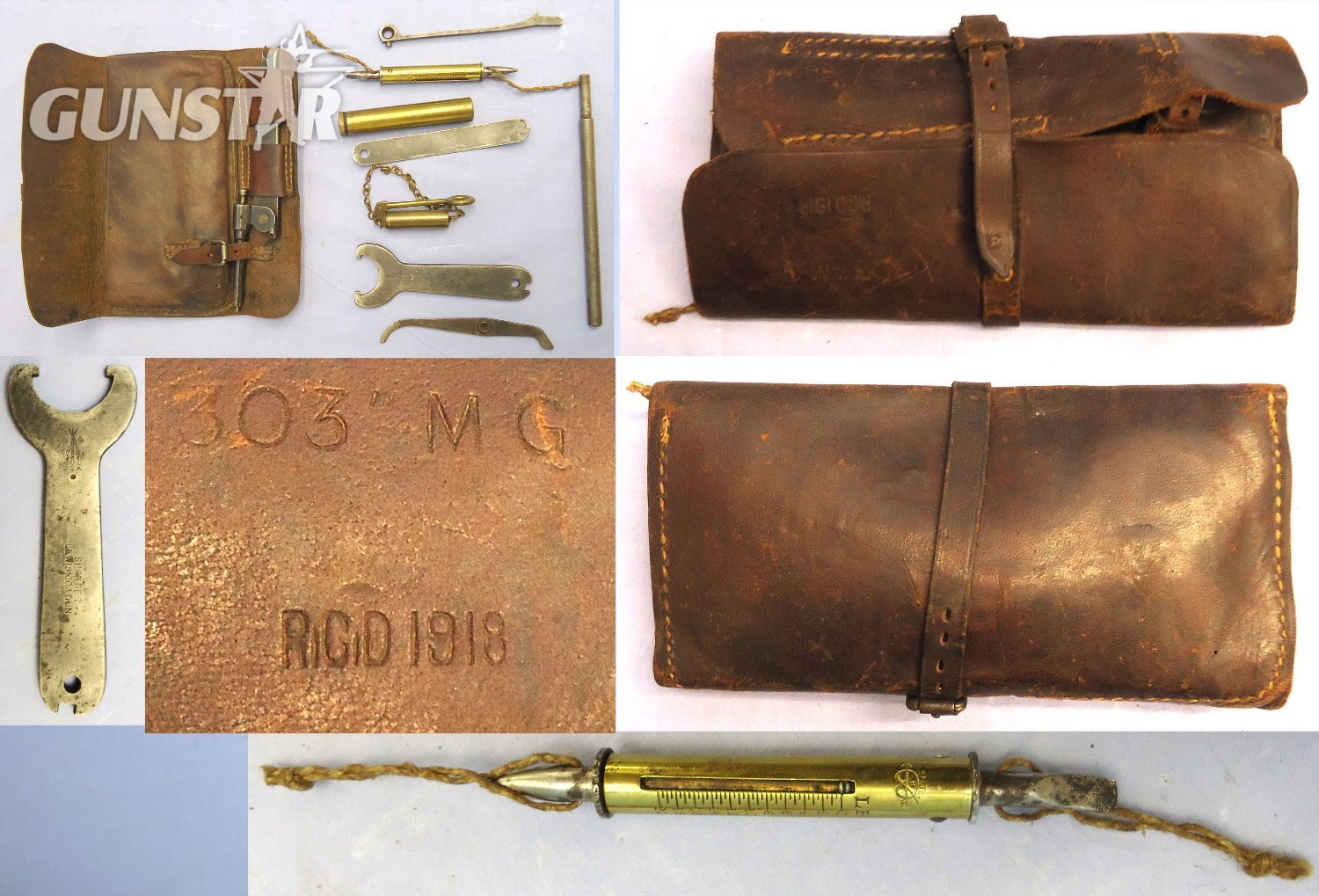 RARE** British, WW1, 1918 Dated Lewis Machine Gun Fields Tool with Leather Maintenance Kit Pouch. Canvas Holdall with Handles & Blue & White Formation Patch. Sn - 23200:1 RARE** British, WW1, 1918 Dated Lewis Machine Gun Fields Tool with Leather Maintenance Kit Pouch. Canvas Holdall with Handles & Blue & White Formation Patch. Sn - 23200:1 Various  Machine Gun