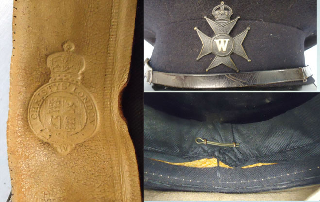 WW2 Wiltshire Constabulary Police Cap With Night Time Cap Badge. - POL 352 WW2 Wiltshire Constabulary Police Cap With Night Time Cap Badge. - POL 352 Clothing