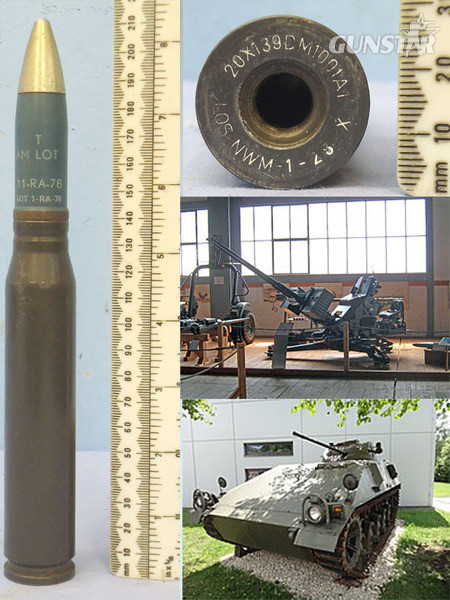 INERT DEACTIVATED. Dutch Made HS820, 20x139 Target Practice Round For The Rheinmetall Mk 20 Rh-202 Anti-Aircraft Gun. - O 1921 INERT DEACTIVATED. Dutch Made HS820, 20x139 Target Practice Round For The Rheinmetall Mk 20 Rh-202 Anti-Aircraft Gun. - O 1921  Other Ammunition in 