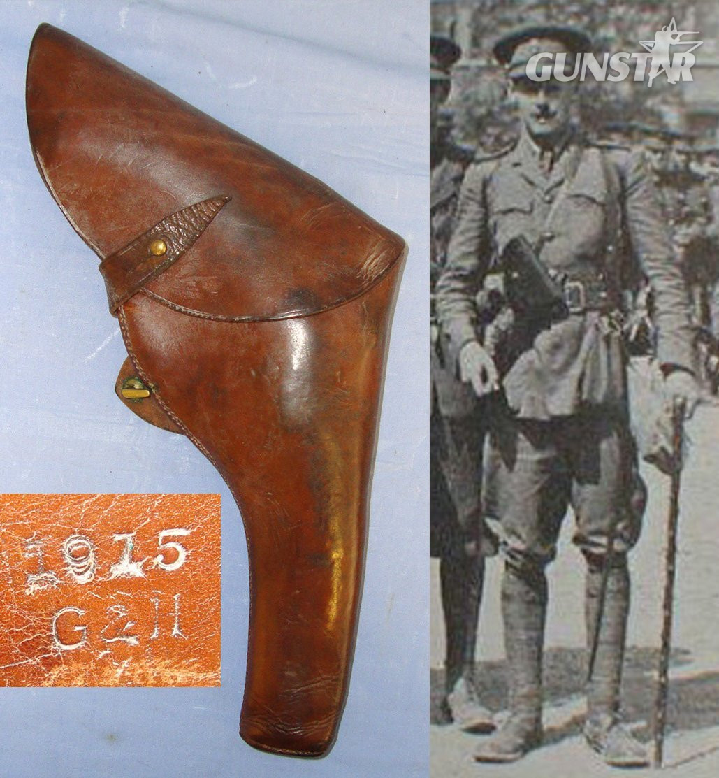 WW1 British 1915 G&H Sam Browne Pattern Officer’s Leather Holster for Webley & Enfield MK VI .455\" Calibre Service Revolvers. Sn 21953 Care & Storage in 