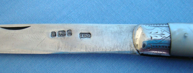 Victorian 1879-80 Hallmarked Silver Bladed Pocket Knife With Mother Of Pearl Sla Knive