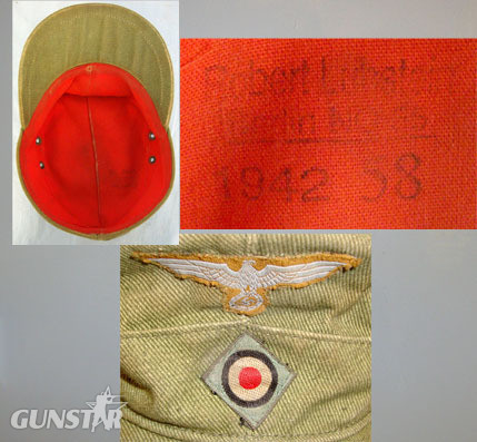  Robert Lubstein Berlin No 55’ Deutsches Afrika Korps (DAK) Tropical Cloth Visored Field Cap By Robert Lubstein Clothing