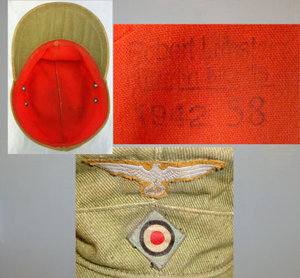  Robert Lubstein Berlin No 55’ Deutsches Afrika Korps (DAK) Tropical Cloth Visored Field Cap By Robert Lubstein Clothing