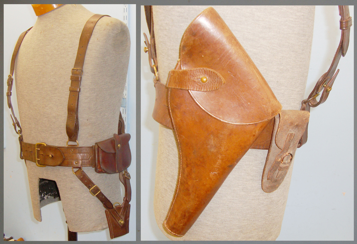 WWI 1917 British Officer\'s Sam Browne Belt Holster for the Webley Mk VI Service Revolver, Shoulder Strap, Sword Frog, Folding Knife Pouch & Ammunition Pouch. 20777. WWI 1917 British Officer\'s Sam Browne Belt Holster for the Webley Mk VI Service Revolver, Shoulder Strap, Sword Frog, Folding Knife Pouch & Ammunition Pouch. 20777. Antique & Militaria