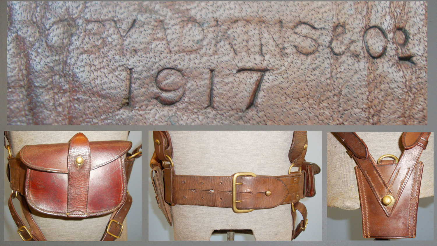 WWI 1917 British Officer\'s Sam Browne Belt Holster for the Webley Mk VI Service Revolver, Shoulder Strap, Sword Frog, Folding Knife Pouch & Ammunition Pouch. 20777. WWI 1917 British Officer\'s Sam Browne Belt Holster for the Webley Mk VI Service Revolver, Shoulder Strap, Sword Frog, Folding Knife Pouch & Ammunition Pouch. 20777. Antique & Militaria