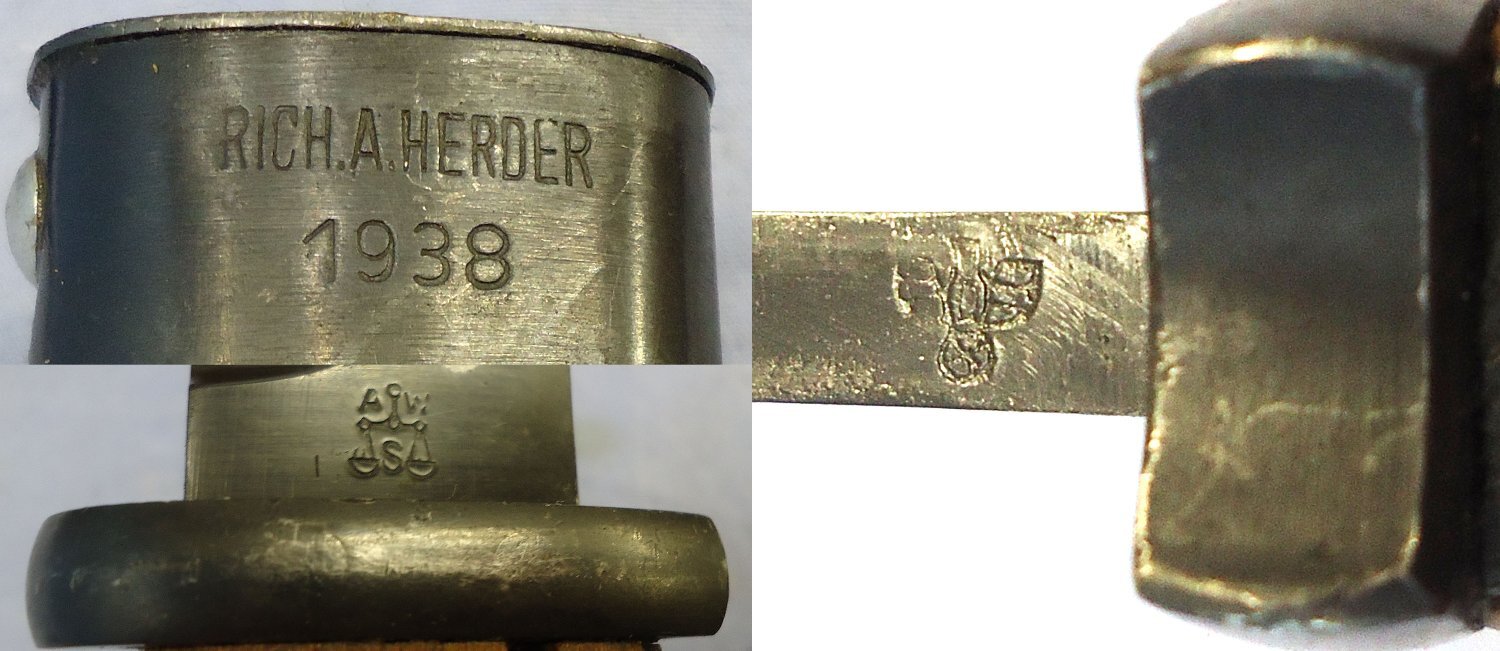  WW1 Imperial German Model 84/98 Bayonet by E. & F. Hörster & Co. Solingen & Scabbard Reworked Post WW1 for Police Issue. BAYO 368 Bayonet