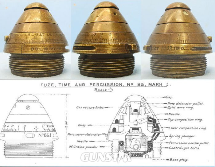 INERT DEACTIVATED. British, WW1, 1915 Dated, Strippable, No 85 Time & Percussion Nose Fuze. - O 2185 INERT DEACTIVATED. British, WW1, 1915 Dated, Strippable, No 85 Time & Percussion Nose Fuze. - O 2185  Other Ammunition in 