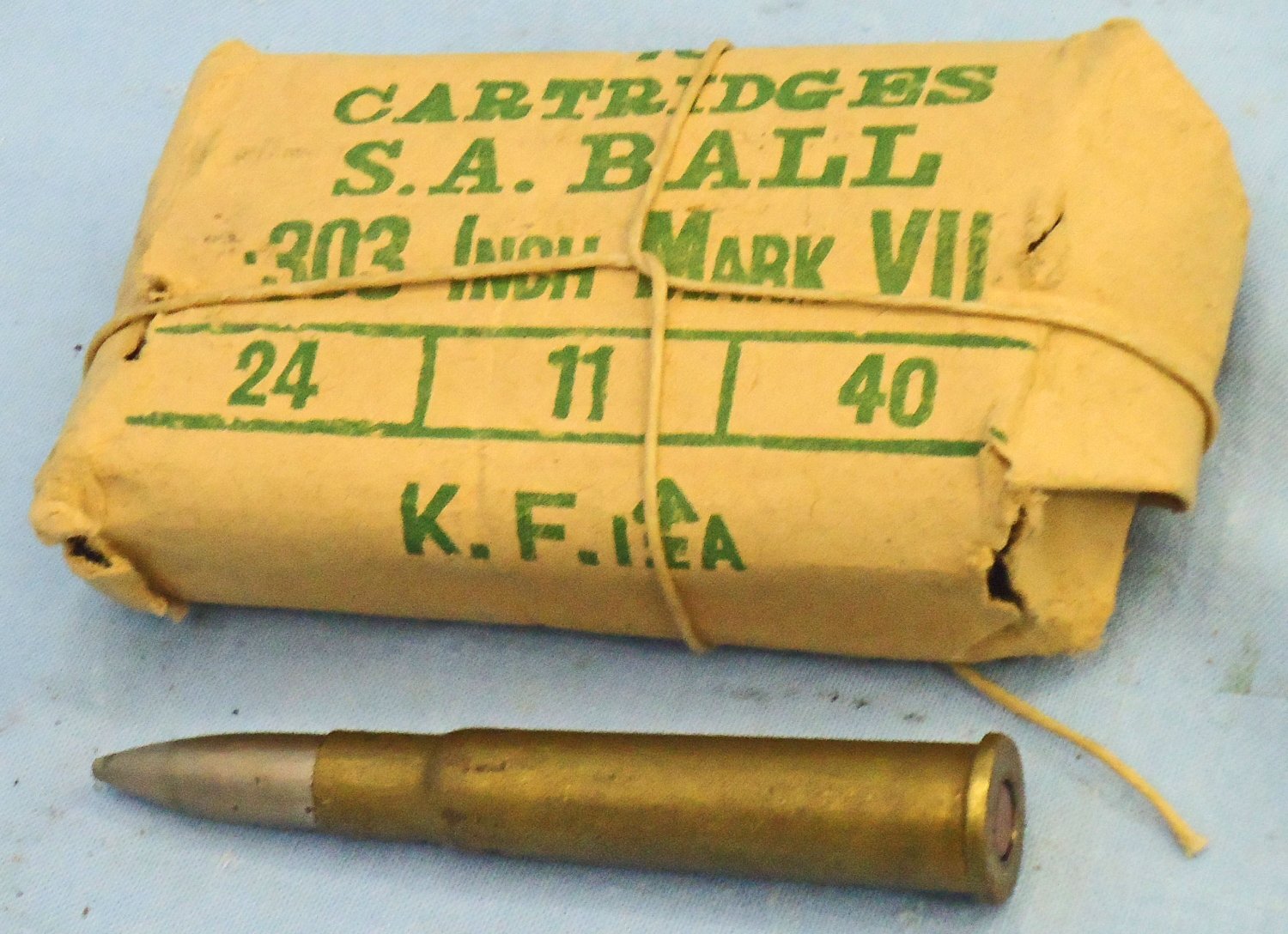 INERT DEACTIVATED. Indian, WW2, 1940 Dated, Indian Kirkee Armoury, 10 Round, .303 Mark VII Ball Round Service Pack. O 2312 INERT DEACTIVATED. Indian, WW2, 1940 Dated, Indian Kirkee Armoury, 10 Round, .303 Mark VII Ball Round Service Pack. O 2312 Various Other Ammunition