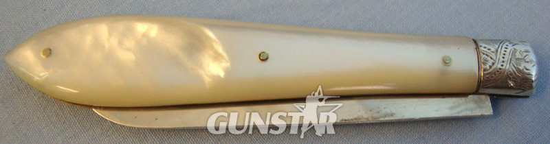 Victorian Silver Bladed Hallmarked 1896-1897 Sheffield Pocket Knife With Mother  Knive