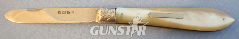 Victorian Silver Bladed Hallmarked 1896-1897 Sheffield Pocket Knife With Mother  Knive in 