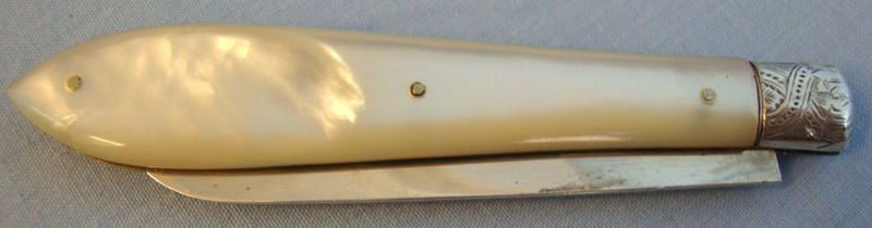 Victorian Silver Bladed Hallmarked 1896-1897 Sheffield Pocket Knife With Mother  Knive