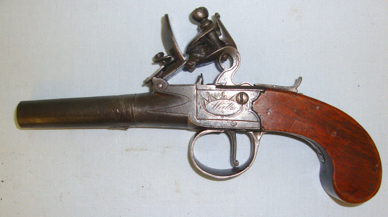 George & John Wallis 54 Bore Flintlock Pocket Pistol With Turn Off Barrel .54 Cal Muzzleloader Muzzleloader