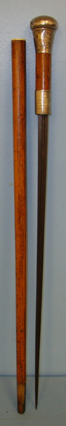  Victorian Era Gentleman’s Mallaca Presentation Sword Stick With Large Ornate Lon Sword