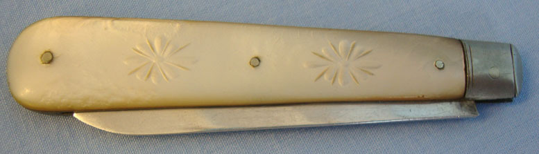 Silver Bladed Hallmarked 1920-1921 Sheffield Pocket Knife With Engraved Mother O Knive