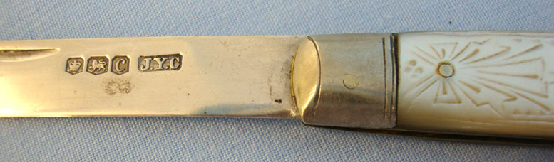  Silver Bladed Hallmarked 1920-1921 Sheffield Pocket Knife With Engraved Mother O Knive