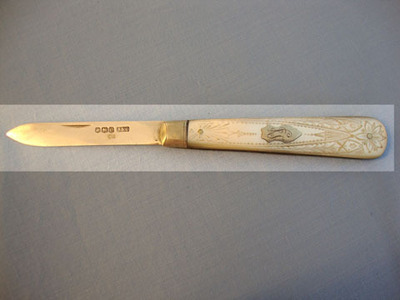 Silver Bladed Hallmarked 1920-1921 Sheffield Pocket Knife With Engraved Mother O Knive